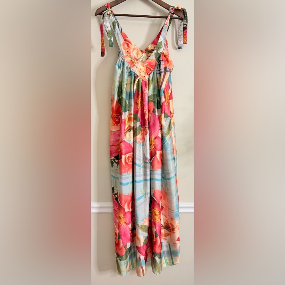 Lapis Floral Maxi Dress with Straps‎ One size